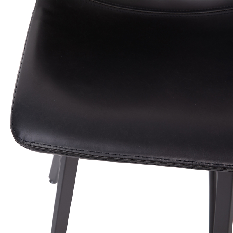Set of 2 Commercial Armless Metal Counter Stools - Black LeatherSoft