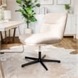 Commercial Wide Mid-Back Padded Faux Shearling Swivel Office Chair in Cream/Blk