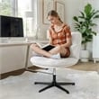 Commercial Wide Mid-Back Padded Faux Shearling Swivel Office Chair in Cream/Blk