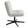 Commercial Wide Mid-Back Padded Faux Shearling Swivel Office Chair in Cream/Blk