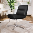Commercial Wide Mid-Back Padded LeatherSoft Swivel Office Chair in Black/Chrome