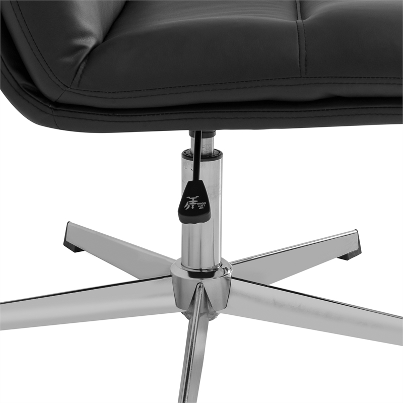 Commercial Wide Mid-Back Padded LeatherSoft Swivel Office Chair in Black/Chrome