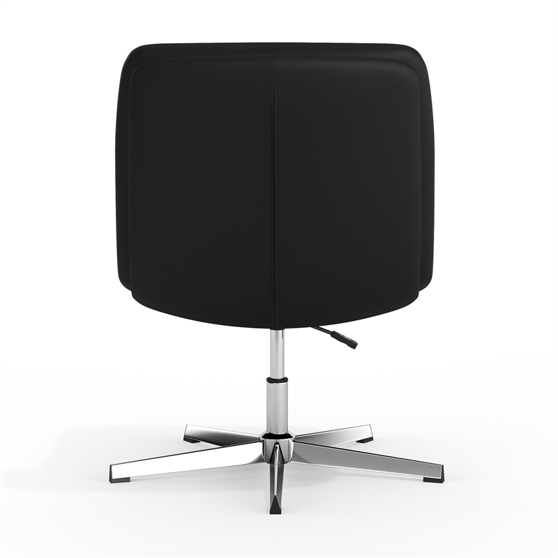 Commercial Wide Mid-Back Padded LeatherSoft Swivel Office Chair in Black/Chrome