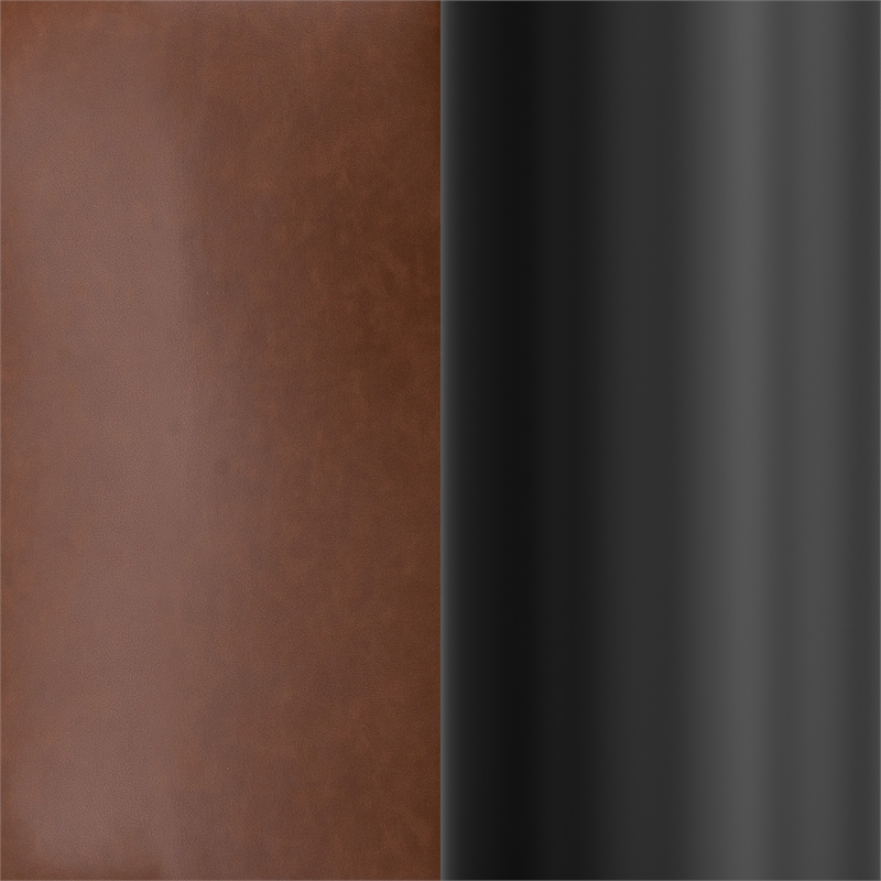 Commercial Wide Mid-Back Padded LeatherSoft Swivel Office Chair in Cognac/Black