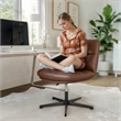 Commercial Wide Mid-Back Padded LeatherSoft Swivel Office Chair in Cognac/Black