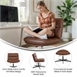 Commercial Wide Mid-Back Padded LeatherSoft Swivel Office Chair in Cognac/Black