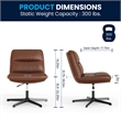 Commercial Wide Mid-Back Padded LeatherSoft Swivel Office Chair in Cognac/Black