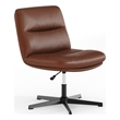 Commercial Wide Mid-Back Padded LeatherSoft Swivel Office Chair in Cognac/Black