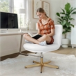Commercial Wide Mid-Back Padded LeatherSoft Swivel Office Chair in White/Gold