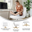 Commercial Wide Mid-Back Padded LeatherSoft Swivel Office Chair in White/Gold
