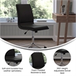Mid-Back Armless Office Task Chair with Chrome 5-Star Base in Black LeatherSoft
