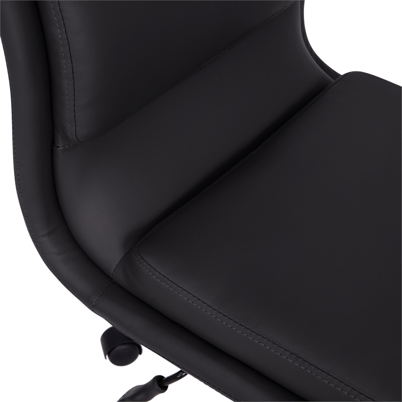 Mid-Back Armless Office Task Chair with Chrome 5-Star Base in Black LeatherSoft