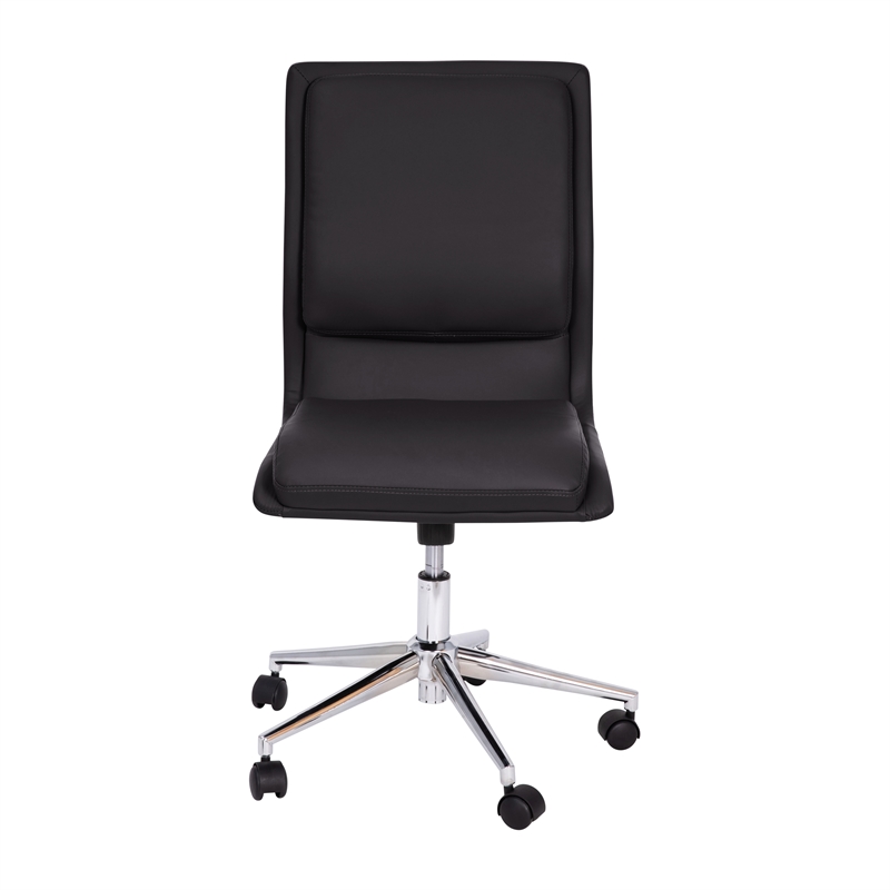 Mid-Back Armless Office Task Chair with Chrome 5-Star Base in Black LeatherSoft
