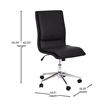 Mid-Back Armless Office Task Chair with Chrome 5-Star Base in Black LeatherSoft