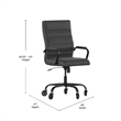 Executive Chair with Black Frame & Arms on Skate Wheels - Black LeatherSoft