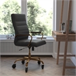Executive Chair with Gold Frame & Arms on Skate Wheels - Black LeatherSoft
