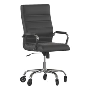 Executive Chair with Chrome Frame & Arms on Skate Wheels - Black LeatherSoft
