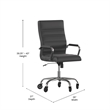 Executive Chair with Chrome Frame & Arms on Skate Wheels - Black LeatherSoft