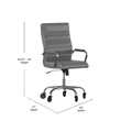 Executive Chair with Chrome Frame & Arms on Skate Wheels - Gray LeatherSoft