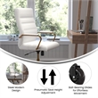 Executive Chair with Gold Frame & Arms on Skate Wheels - White LeatherSoft