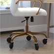 Executive Chair with Gold Frame & Arms on Skate Wheels - White LeatherSoft