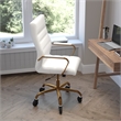 Executive Chair with Gold Frame & Arms on Skate Wheels - White LeatherSoft