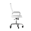 Executive Chair with Chrome Frame & Arms on Skate Wheels - White LeatherSoft