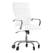 Executive Chair with Chrome Frame & Arms on Skate Wheels - White LeatherSoft