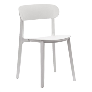 Commercial All-Weather White Resin Patio Stack Chair with Contoured Backrest