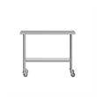 Commercial Stainless Steel 18 Gauge Work Table with Undershelf and Casters-24x48