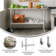 Commercial Stainless Steel 18 Gauge Work Table with Undershelf and Casters-24x60