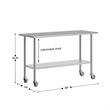 Commercial Stainless Steel 18 Gauge Work Table with Undershelf and Casters-24x60