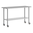 Commercial Stainless Steel 18 Gauge Work Table with Undershelf and Casters-24x60