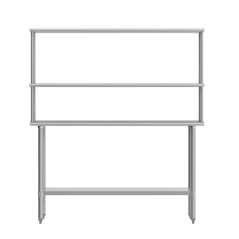 Commercial Stainless Steel Work Table with 2 Overshelves and 1 Undershef-24x60