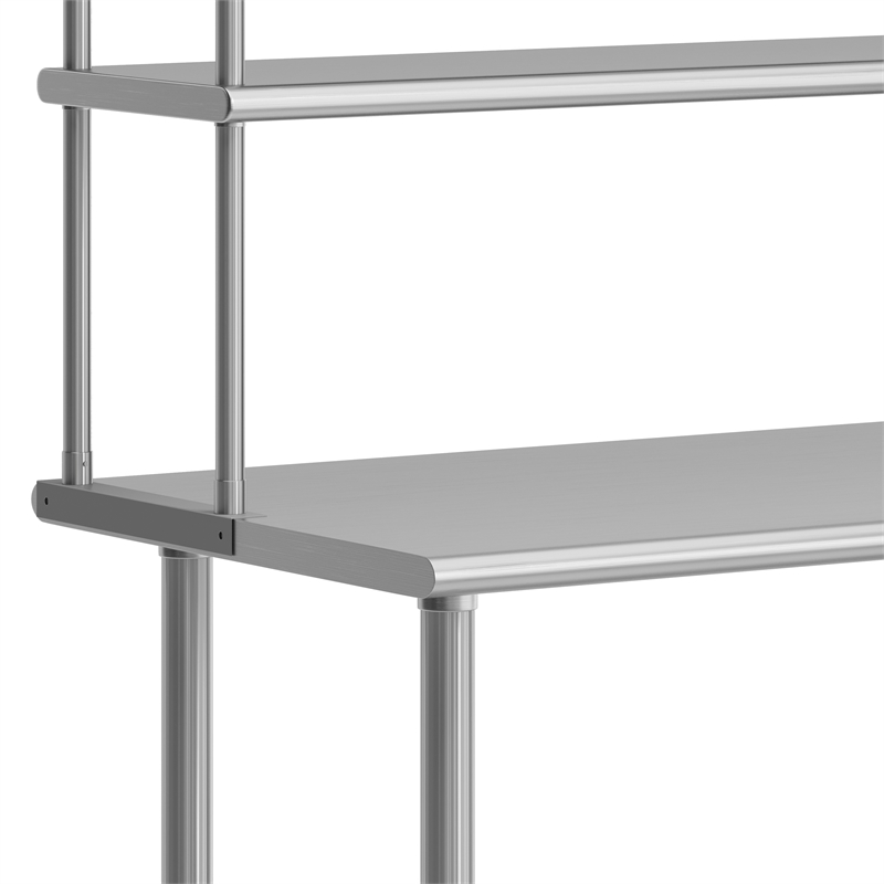Commercial Stainless Steel Work Table with 2 Overshelves and 1 Undershef-24x60