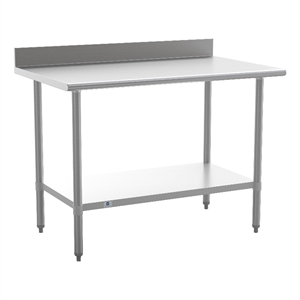 Commercial Stainless Steel Kitchen Prep and Work Table with Shelf and Backsplash