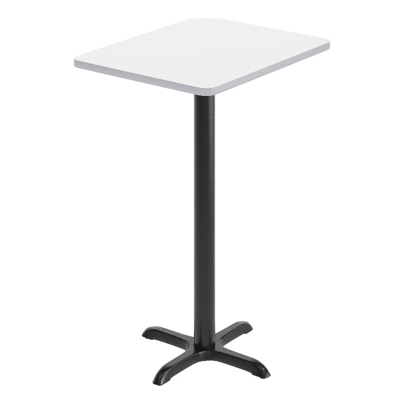 Commercial White Dining Table Top with Black Bar Height 