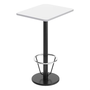 Commercial White Dining Table Top Black Bar Height Base & Footring- 24&quot x 30&quot