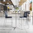 Stackable Sled Base Barstool with Vented Back and Integrated Footrest in Navy