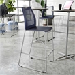 Stackable Sled Base Barstool with Vented Back and Integrated Footrest in Navy