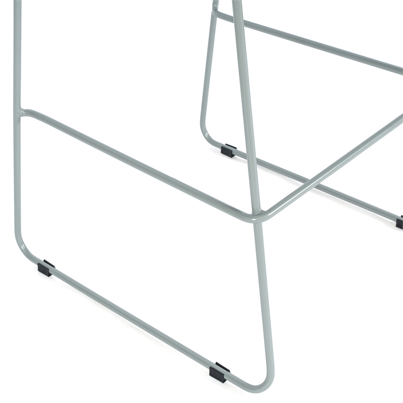Stackable Sled Base Barstool with Vented Back and Integrated Footrest in Navy