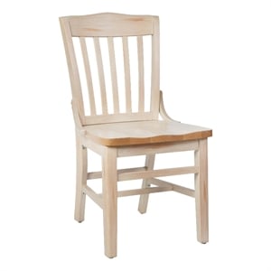 School House Back Antique White Wood Restaurant Chair with Footrest