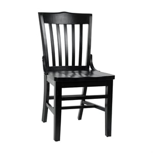 School House Back Black Wood Restaurant Chair with Footrest