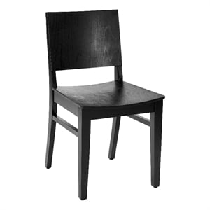 Commercial Solid Wood Dining Chair with Curved Backrest in Black