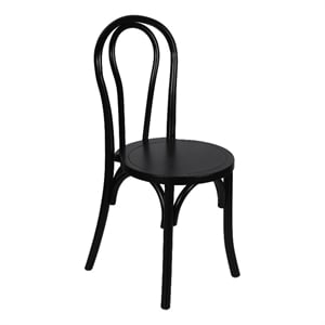 Thonet Solid Wood Stackable Dining Chair with Fixed Floor Glides in Black