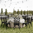 Commercial Solid Wood Stackable Dining Chair with Intricate Back Detail in Black