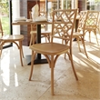 Commercial Solid Wood Stackable Dining Chair with Intricate Back Detail in Pecan