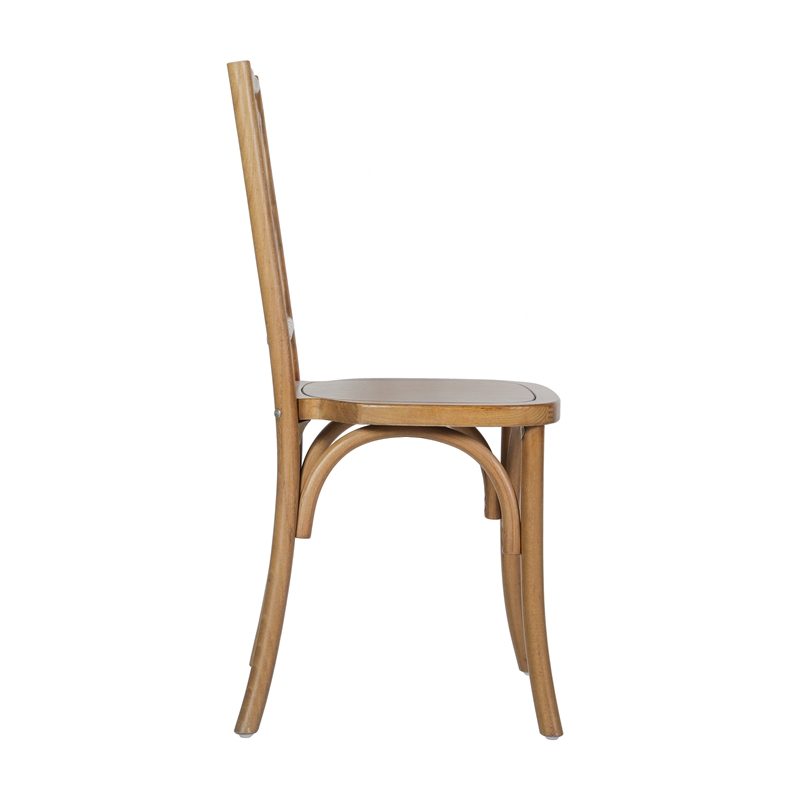 Commercial Solid Wood Stackable Dining Chair with Intricate Back Detail in Pecan