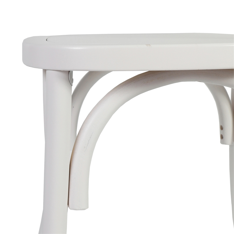Commercial Solid Wood Stackable Dining Chair with Intricate Back Detail in White