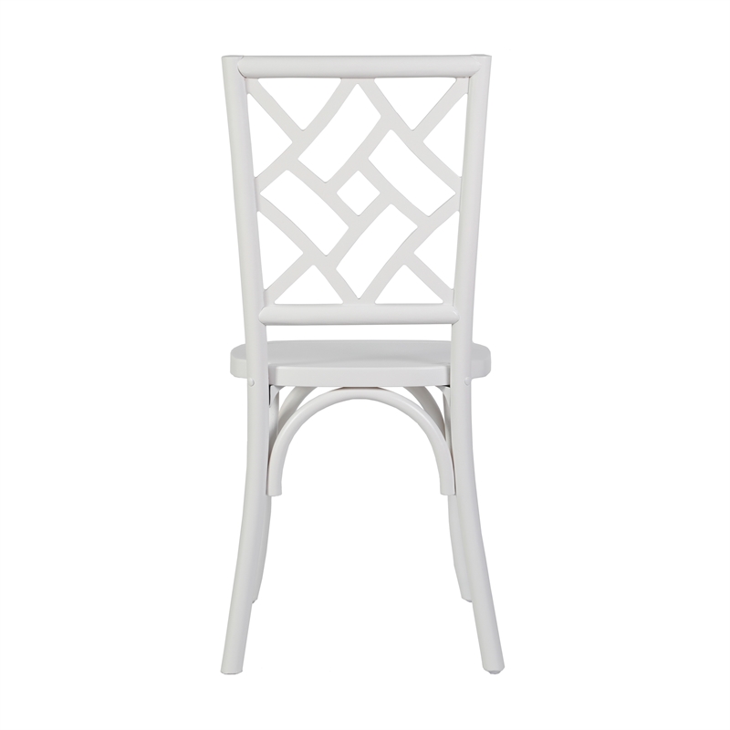 Commercial Solid Wood Stackable Dining Chair with Intricate Back Detail in White